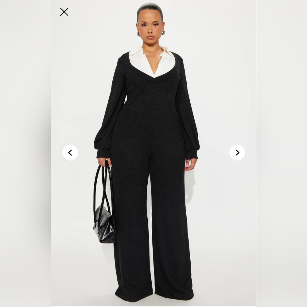 Fashion Nova Womens Sweater Long Sleeve V-Neck Jumpsuit 3X